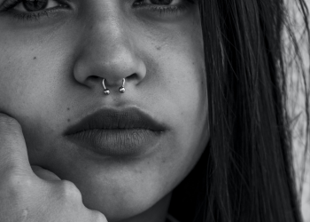 Septum piercing on a girl